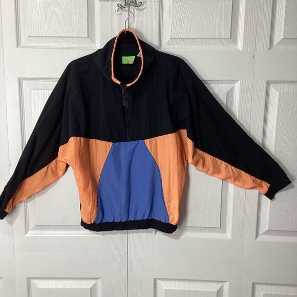 Shell Shock Brand Vintage Nylon Jacket Pullover Wing Arms Neon Orange - Picture 13 of 13